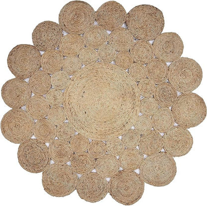 Natural jute round Braided  Area Rug.