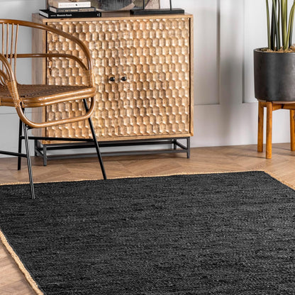 Rugsmore Rugs - Natural & Black Double Border Jute Area Rug.