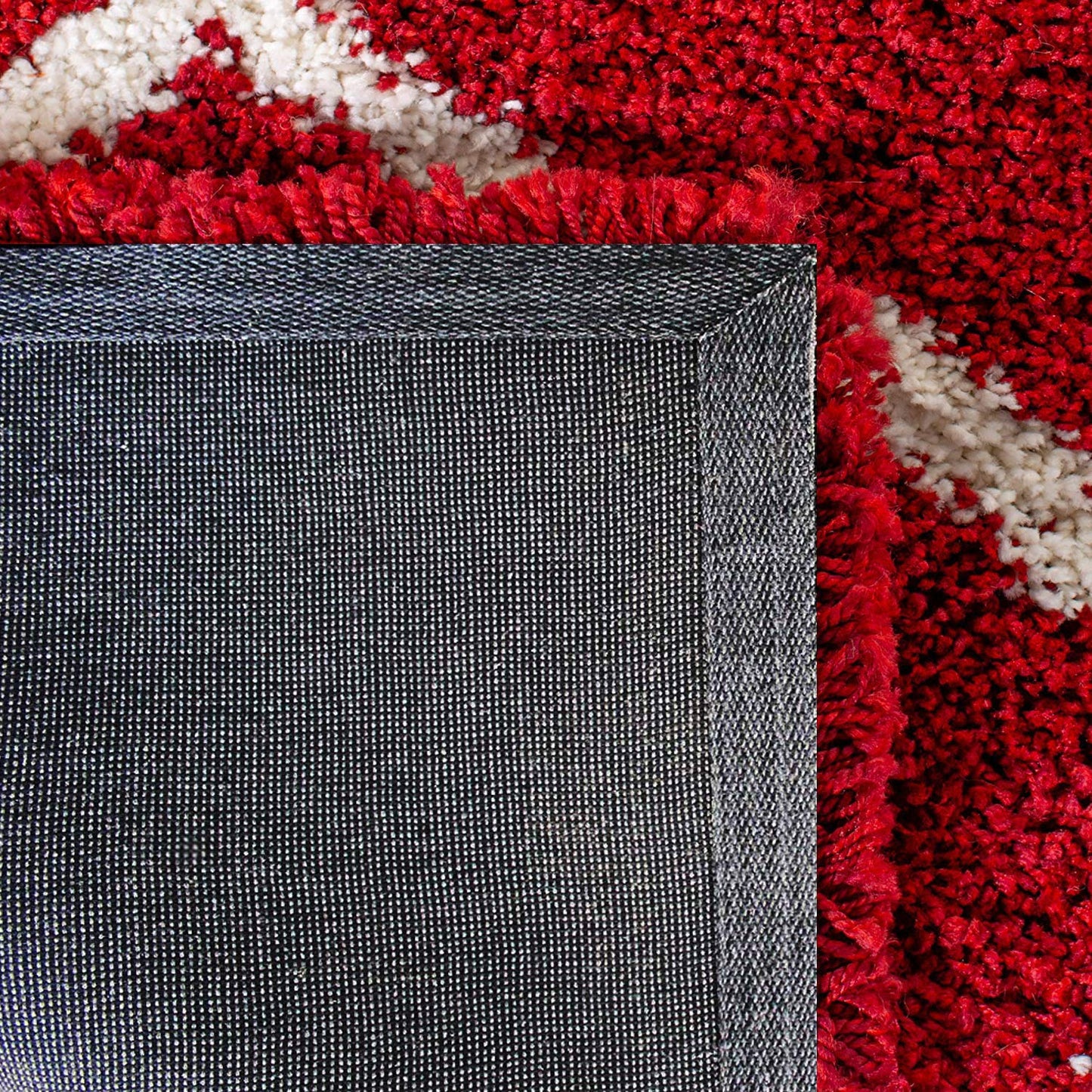 Red & White Tufted Moroccan Design Carpet – Soft Feel with Anti-Skid Rubber Backing