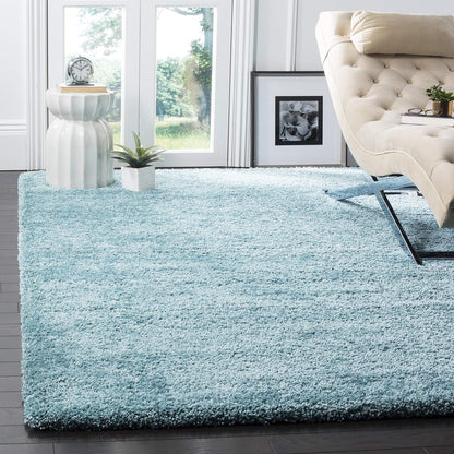Modern Stylish Sky Blue Shag Rug – Luxury Hand-Tufted High Density – Soft Feel & Anti-Skid Rubber Backing