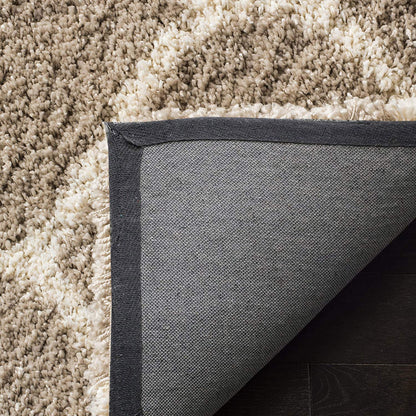 Ivory with Beige Colour Diamond Shaggy Rug