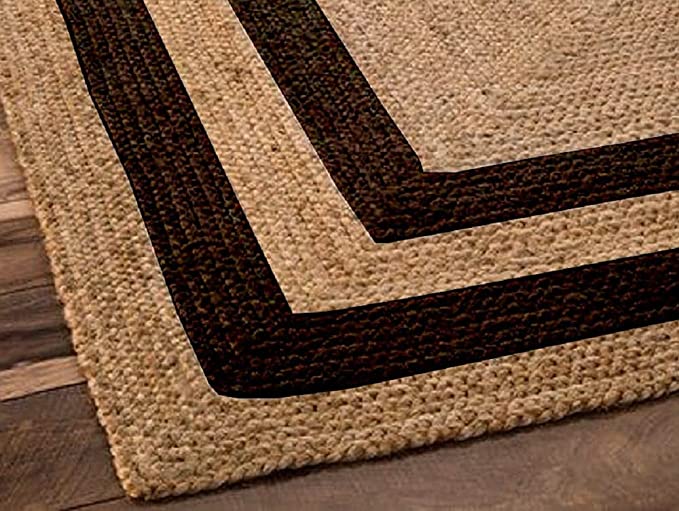 Natural & Black Double Border Jute Area Rug.