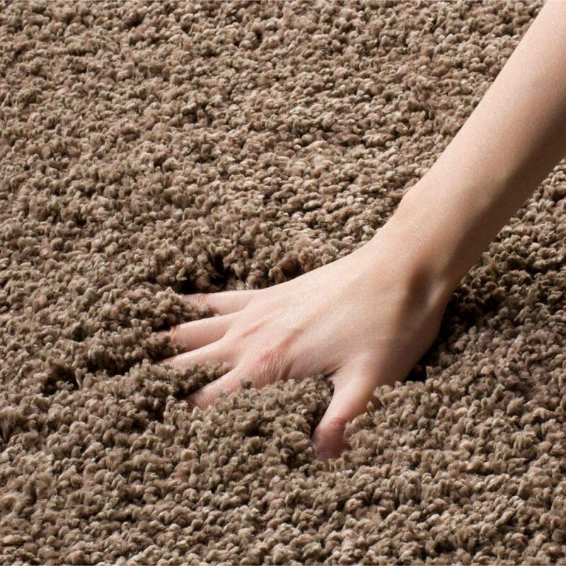 Plain Coffee Brown Shaggy Microfiber Carpet – Soft Feel with Anti-Skid Rubber Backing