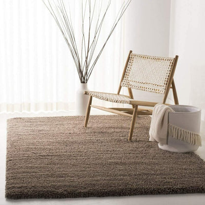 Plain Coffee Brown Shaggy Microfiber Carpet – Soft Feel with Anti-Skid Rubber Backing