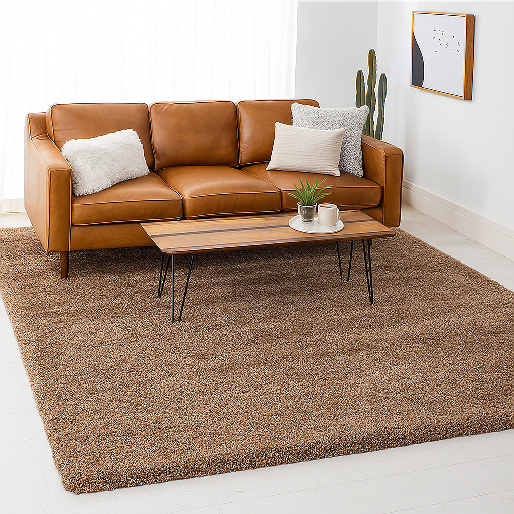 Skin Beige 2-Inch Pile Extra Fluffy Shaggy Rug – Soft Feel with Anti-Skid Rubber Backing