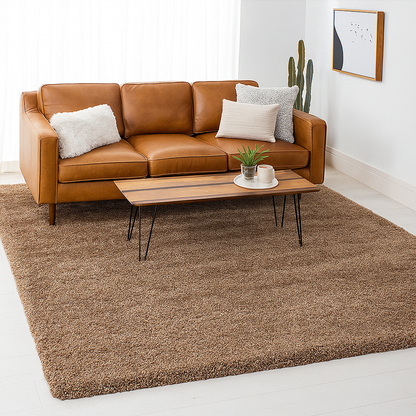 Skin Beige 2-Inch Pile Extra Fluffy Shaggy Rug – Soft Feel with Anti-Skid Rubber Backing