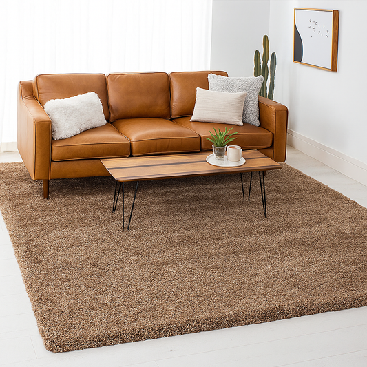 Skin Beige 2-Inch Pile Extra Fluffy Shaggy Rug – Soft Feel with Anti-Skid Rubber Backing