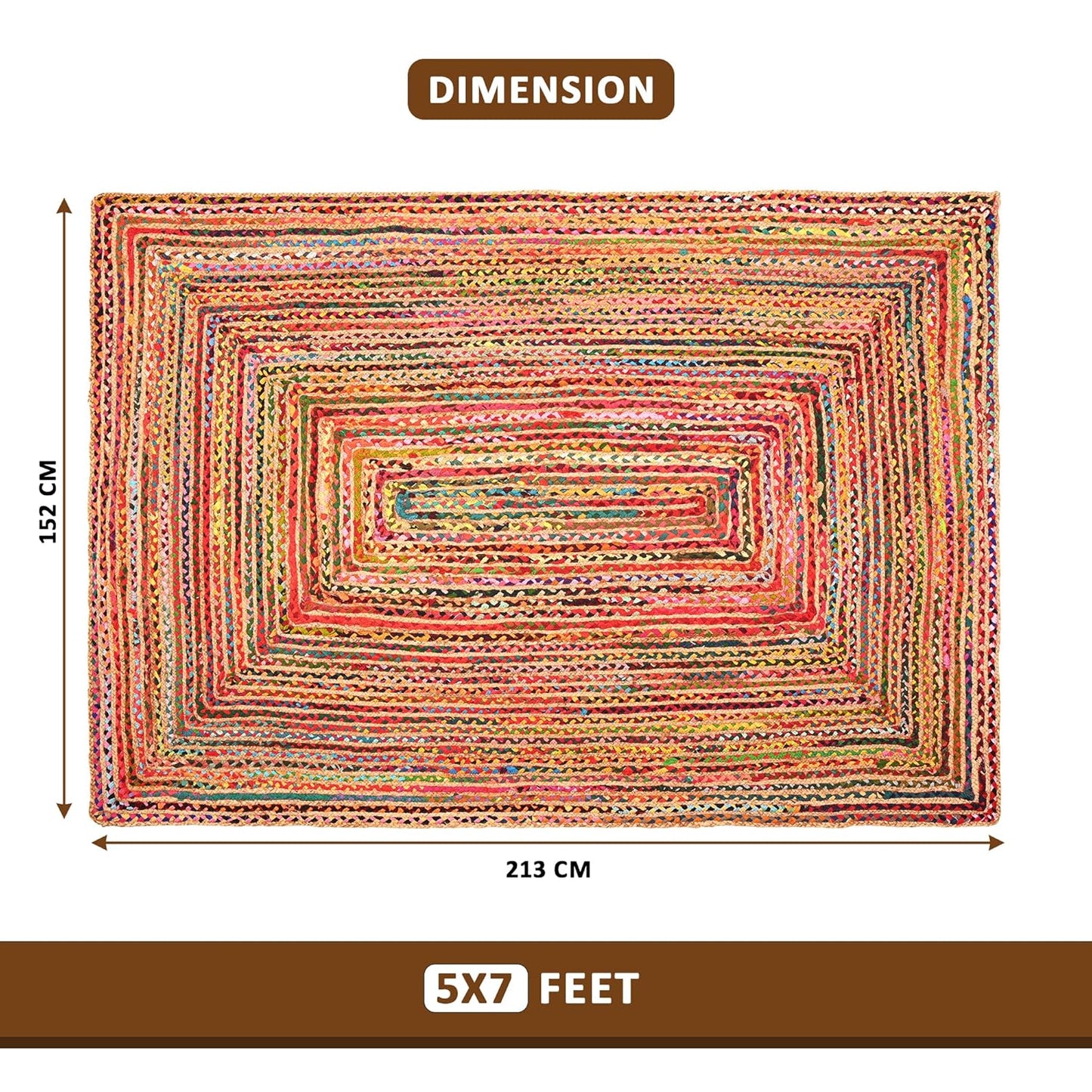 Modern Braided Rug in Multicolour Cotton Chindi Handmade & Hand washable Rug