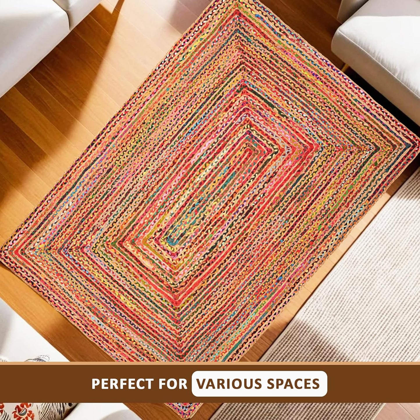 Modern Braided Rug in Multicolour Cotton Chindi Handmade & Hand washable Rug