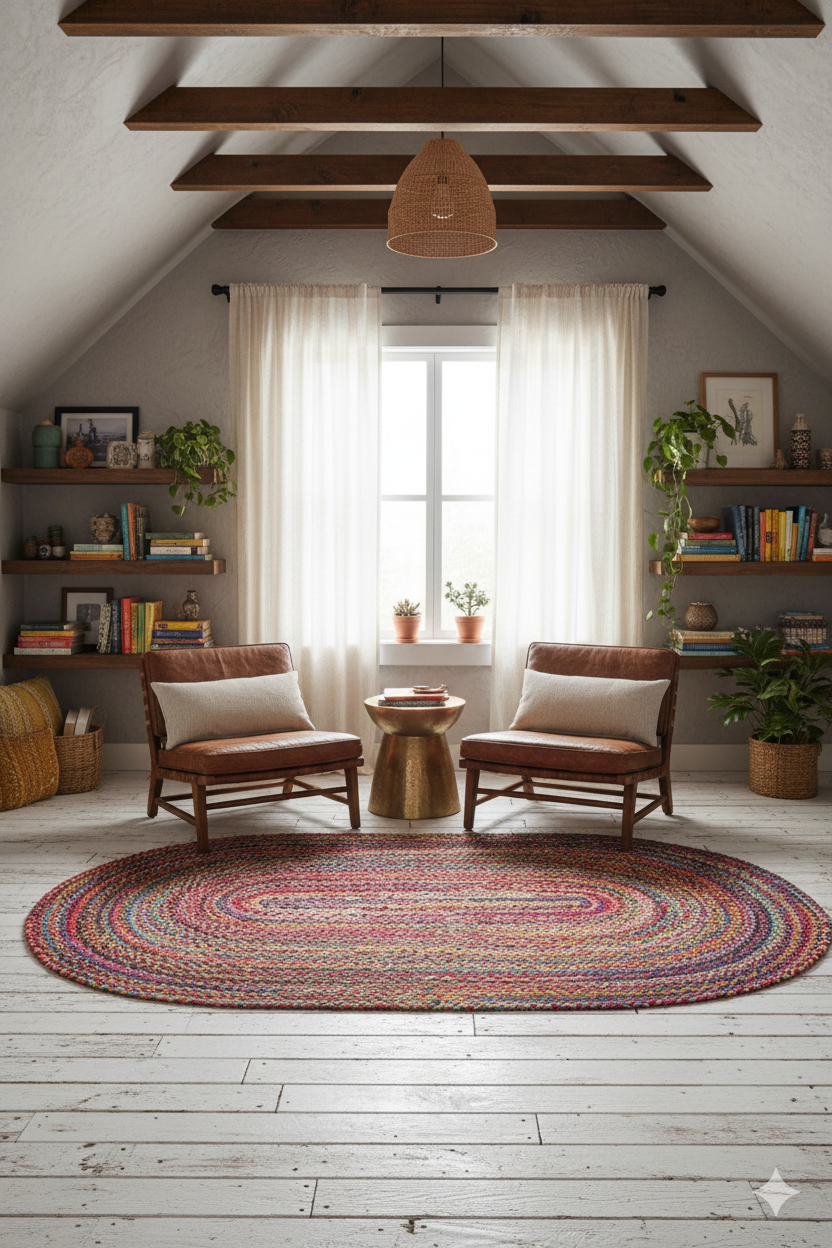 Cotton Chindi Oval Braided Area Rugs.