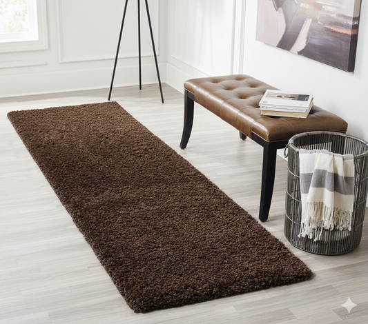 Beautiful Brown Premium Microfiber Runner - Soft Feel, Anti-Skid Rubber Backing