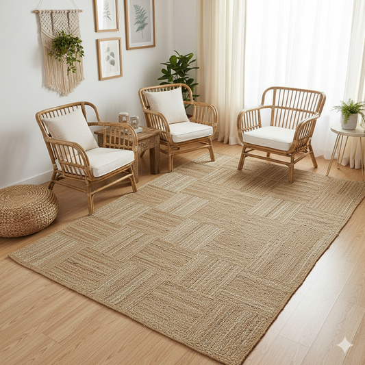 Rugsmore Rugs Collection-Natural jute Cross Area Rug.