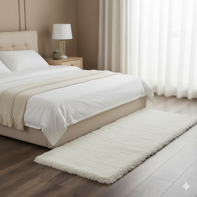 White Beautiful Premium Micro Runner - Soft Feel, Anti-Skid Rubber Backing