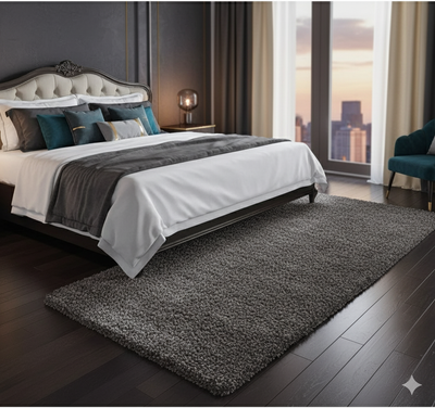 2 inch long pile Mudium Grey Beautiful Premium Micro Runner - Soft Feel, Anti-Skid Rubber Backing