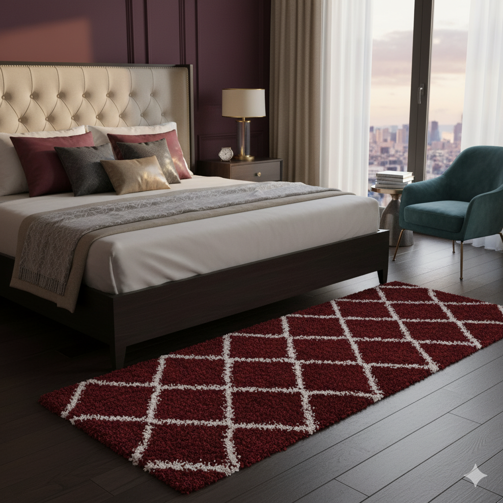 Red & Ivory Beautiful Premium Micro Runner - Soft Feel, Anti-Skid Rubber Backing