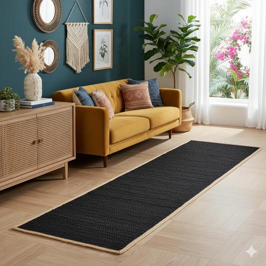 Rugsmore Rugs - Natural & Black Double Border Jute Area Rug.