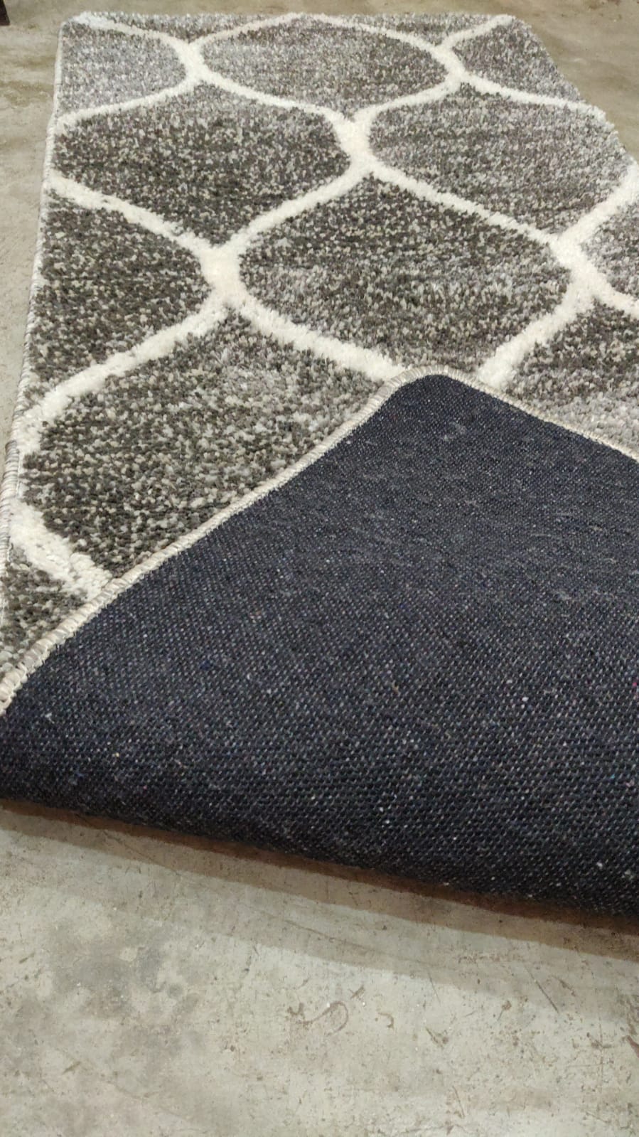 Grey and Ivory Moroccan Style Microfiber Bedside Runner