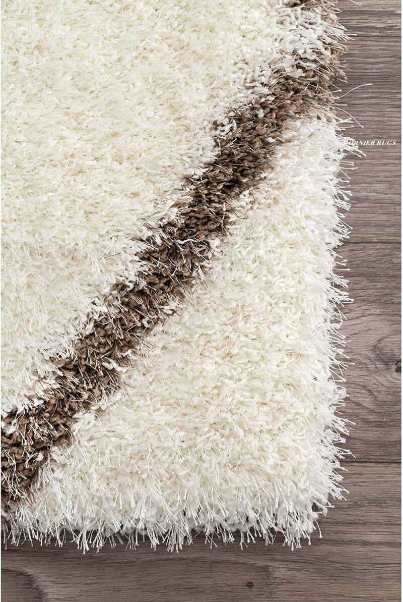 Micro Abstract Moroccan Design Carpet – Cream and Brown – Soft Feel with Anti-Skid Rubber Backing
