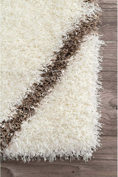 Micro Abstract Moroccan Design Carpet – Cream and Brown – Soft Feel with Anti-Skid Rubber Backing