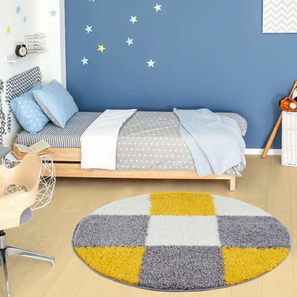 Multicolor Soft Microfiber Fluffy Premium Round Shaggy Rug - Soft Feel with Anti-Skid Rubber Backing