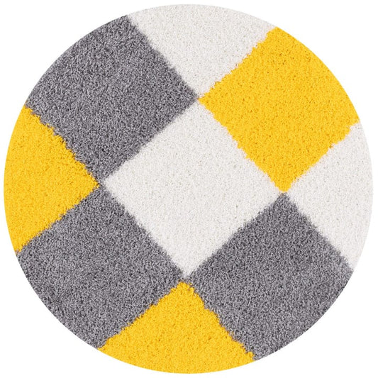 Multicolor Soft Microfiber Fluffy Premium Round Shaggy Rug - Soft Feel with Anti-Skid Rubber Backing