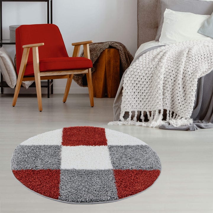 Multicolor Soft Microfiber Fluffy Premium Round Shaggy Rug - Soft Feel with Anti-Skid Rubber Backing