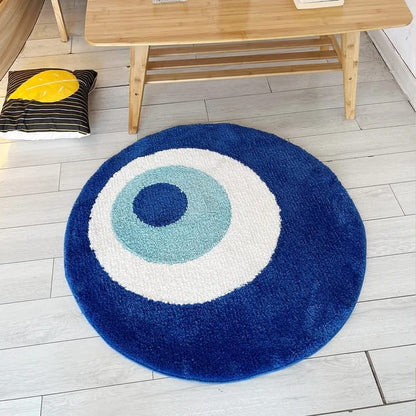 Blue Eyes Soft Micro Premium Round Shaggy Rug – Extra Soft with Anti-Skid Rubber Backing