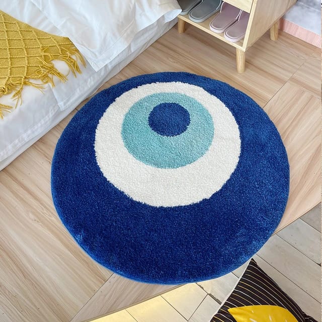 Blue Eyes Soft Micro Premium Round Shaggy Rug – Extra Soft with Anti-Skid Rubber Backing