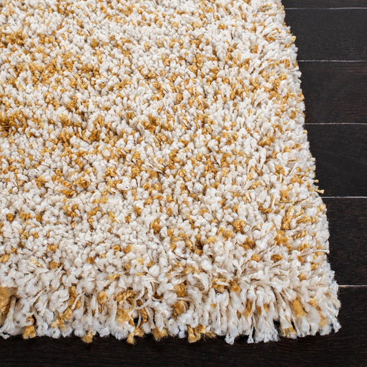 Mustard & Ivory Multi Shade Designer Carpet – 2 Inch Pile – Soft Feel with Anti-Skid Rubber Backing