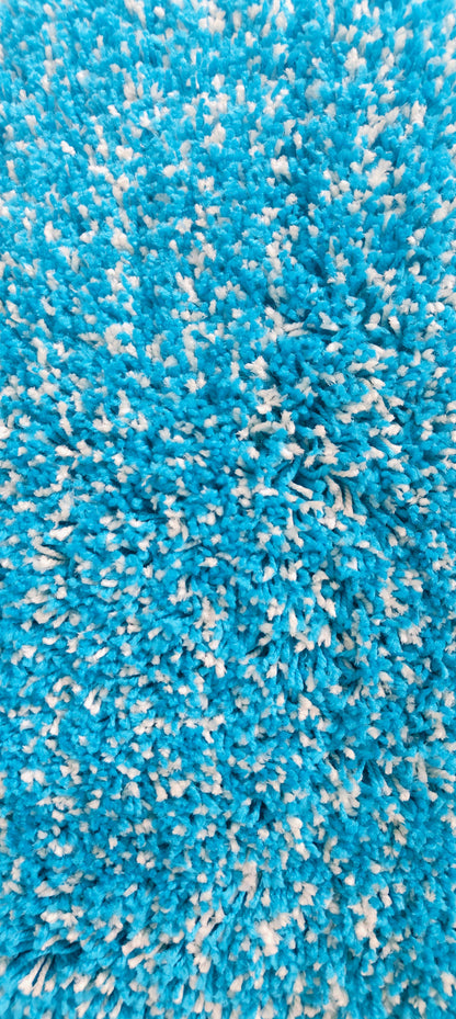 Sky Blue & White Shaggy Carpet – Soft Feel with Anti-Skid Rubber Backing