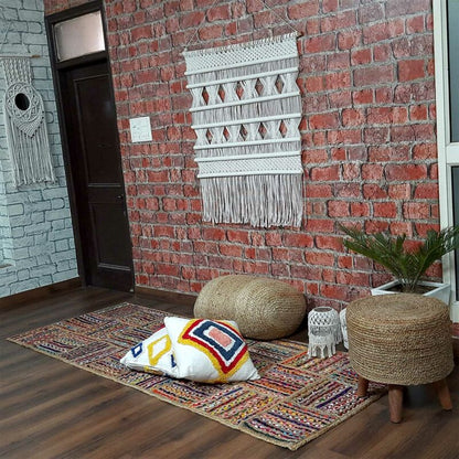 Handwoven Braided Natural Jute & Cotton Chindi premium design Rug – Multiple Sizes