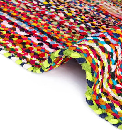 Modern Braided Rug in Multicolour Cotton Chindi Handmade & Hand washable Rug