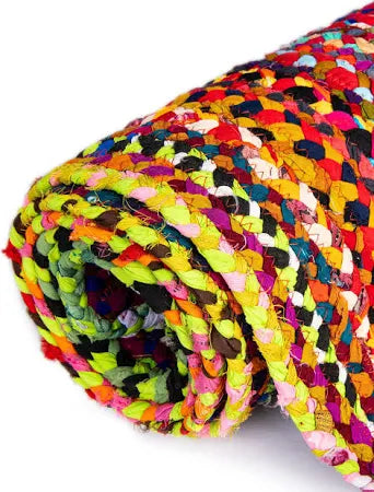 Modern Braided Rug in Multicolour Cotton Chindi Handmade & Hand washable Rug