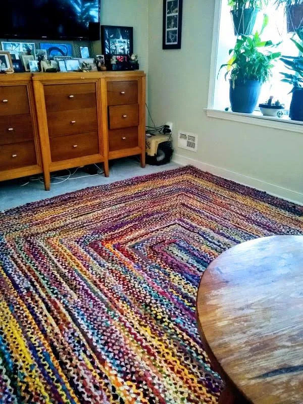 Modern Braided Rug in Multicolour Cotton Chindi Handmade & Hand washable Rug