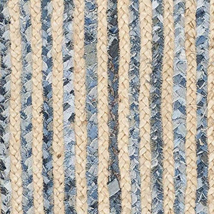 Braided Natural Jute and Denim Area carpet