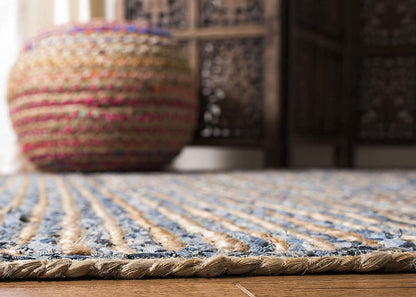 Braided Natural Jute and Denim Area carpet
