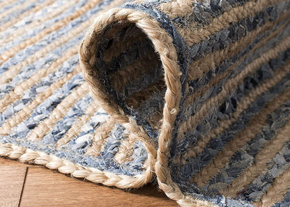 Braided Natural Jute and Denim Area carpet