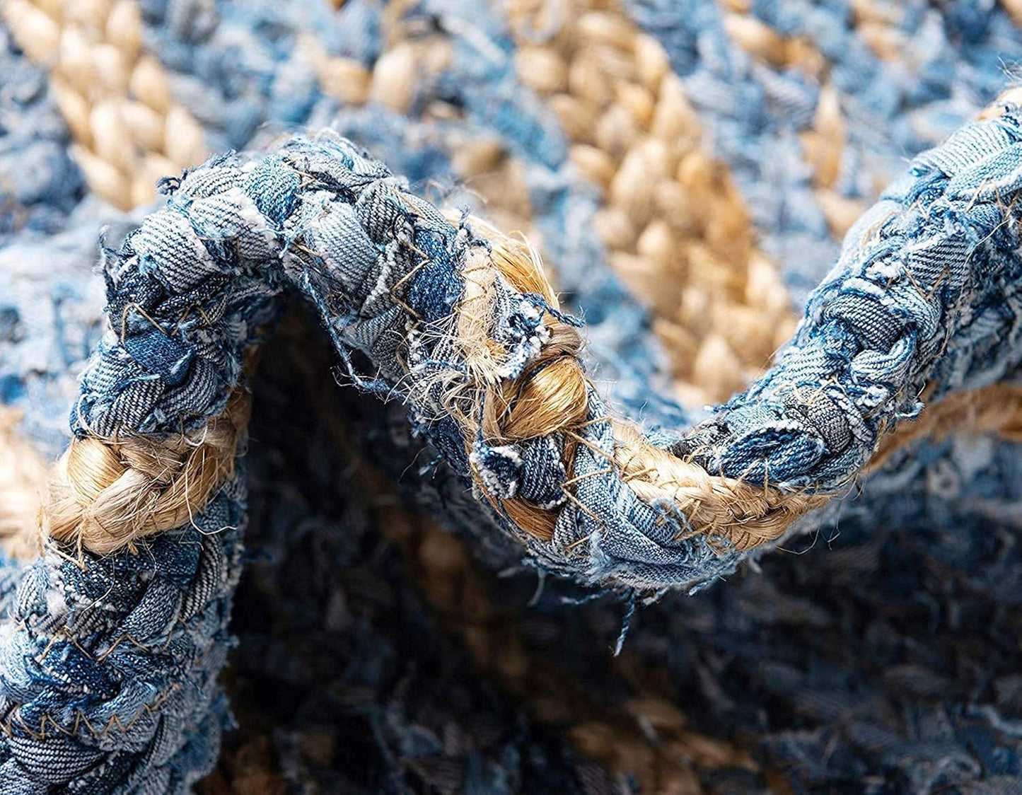 Braided Natural Jute and Denim Area carpet
