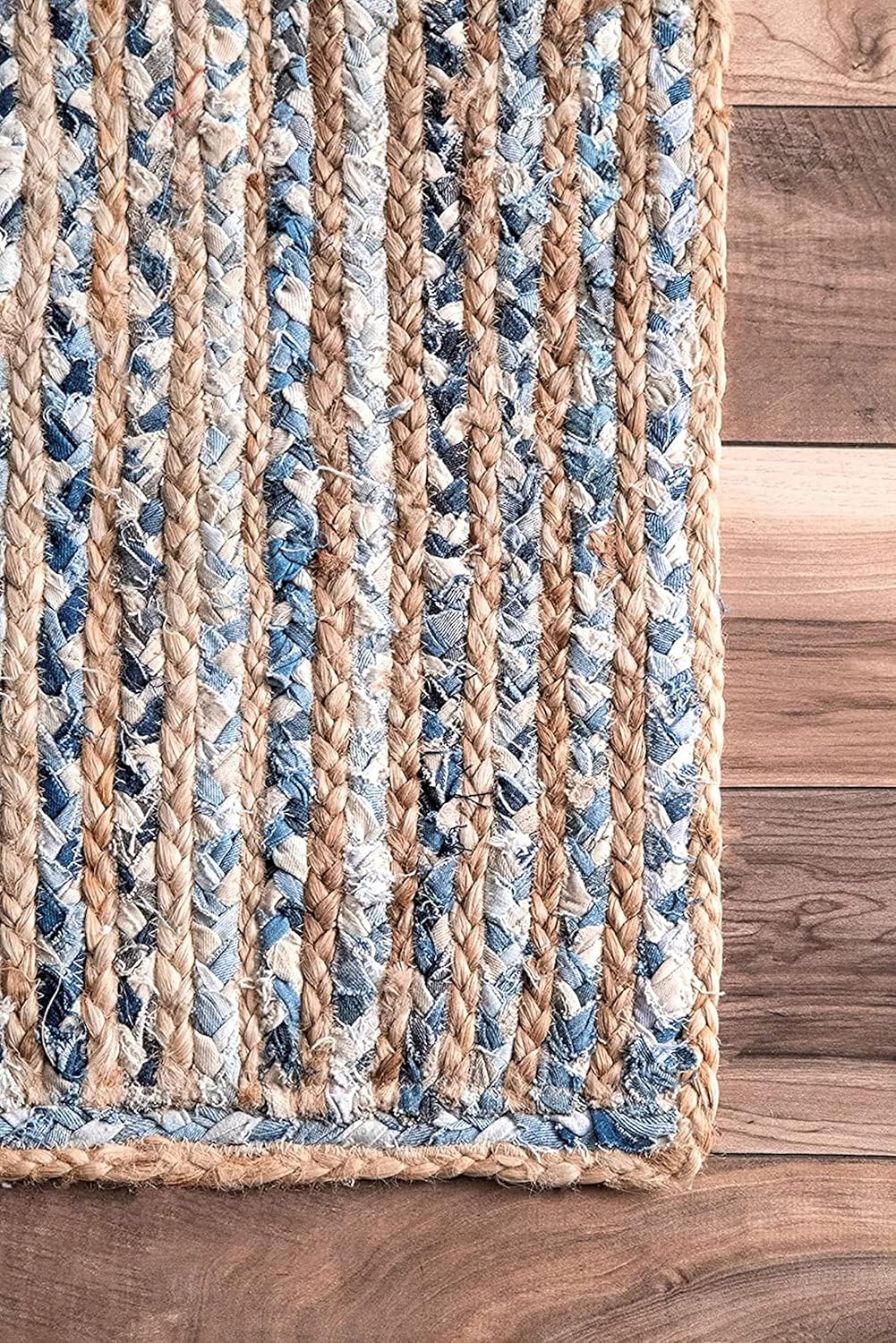 Braided Natural Jute and Denim Area carpet