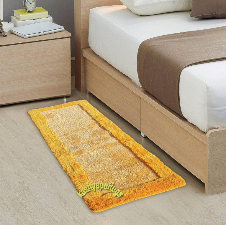 Multicolour Design Beautiful Premium soft Microfiber Bedside Shaggy Runner - Soft Feel, Anti-Skid Rubber Backing