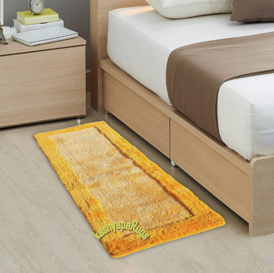 Multicolour Design Beautiful Premium soft Microfiber Bedside Shaggy Runner - Soft Feel, Anti-Skid Rubber Backing