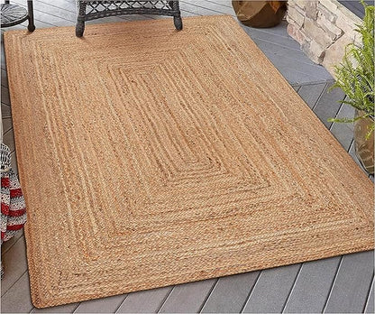 Natural Jute Hand Steach Cross Area Rug