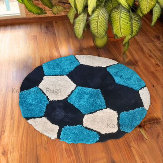 Premium Colour Combo Shaggy Football Rug – Soft Touch with Anti-Skid Rubber Backing