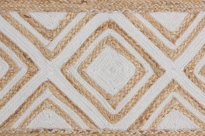 Paddle Weaving WHITE AND BEIGE Natural Jute Carpet