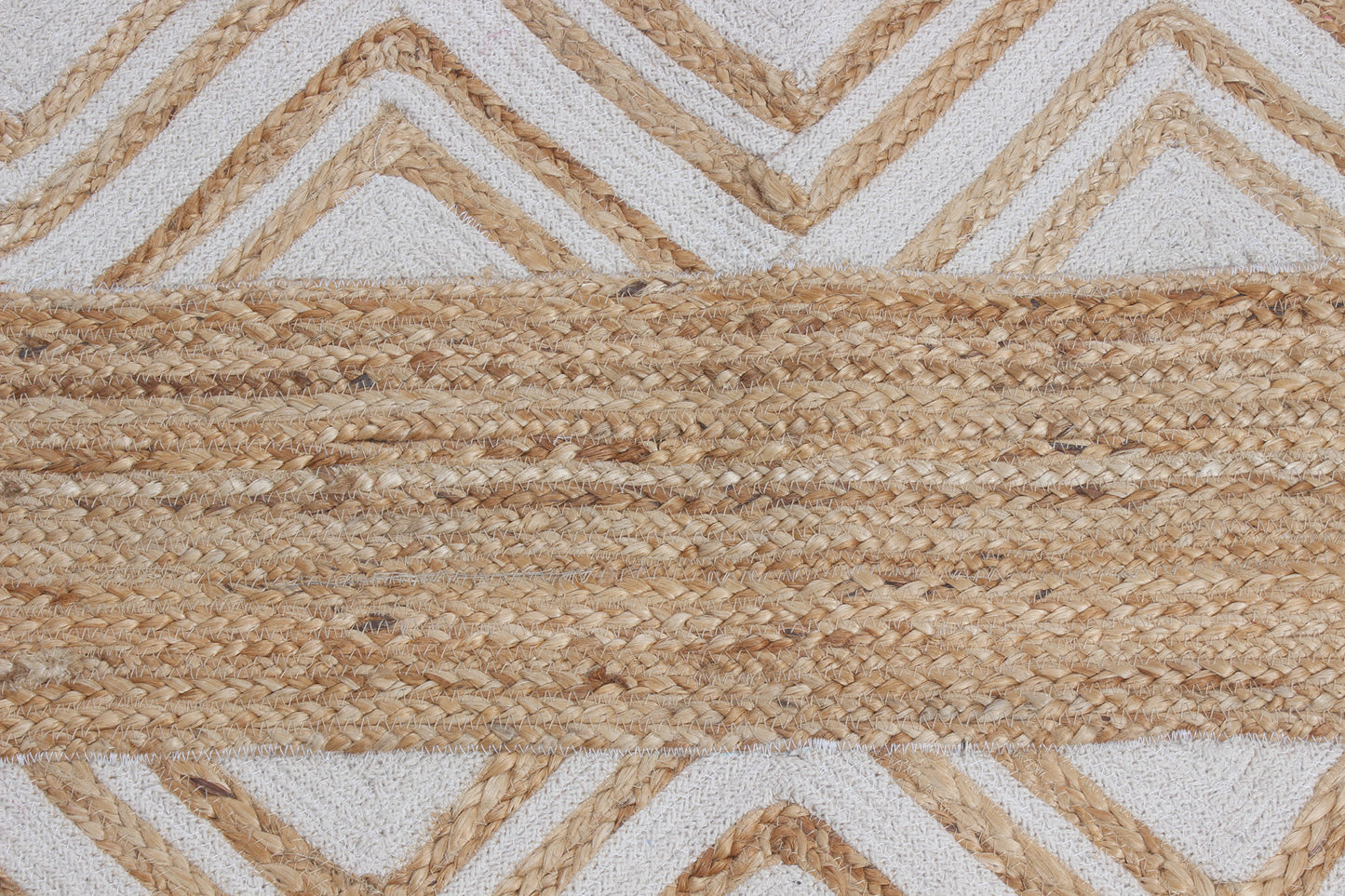 Paddle Weaving WHITE AND BEIGE Natural Jute Carpet