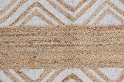 Paddle Weaving WHITE AND BEIGE Natural Jute Carpet