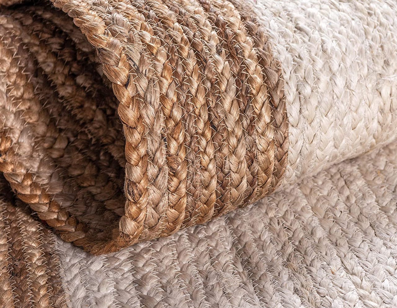 Rugsmore Rug Collection- Natural With White Jute Oval Braided Living Area Rug.