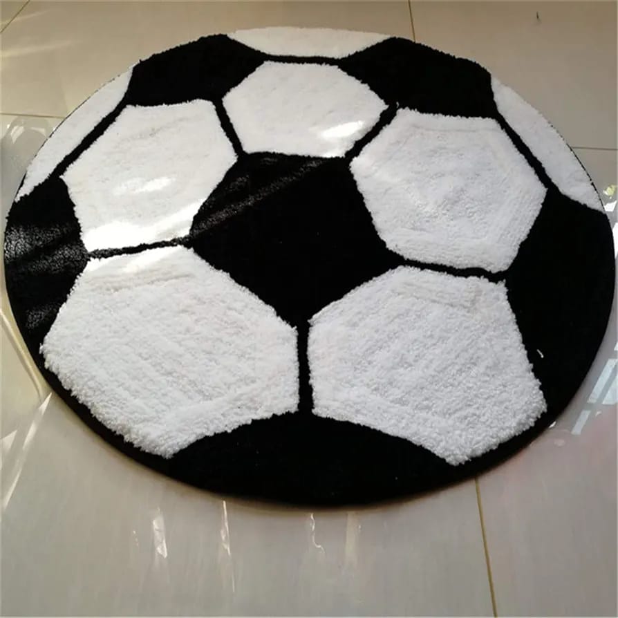 Round Shaggy Football Carpet – Soft Feel with Anti-Skid Rubber Backing