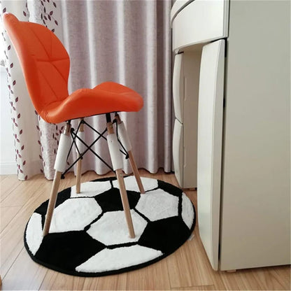 Round Shaggy Football Carpet – Soft Feel with Anti-Skid Rubber Backing