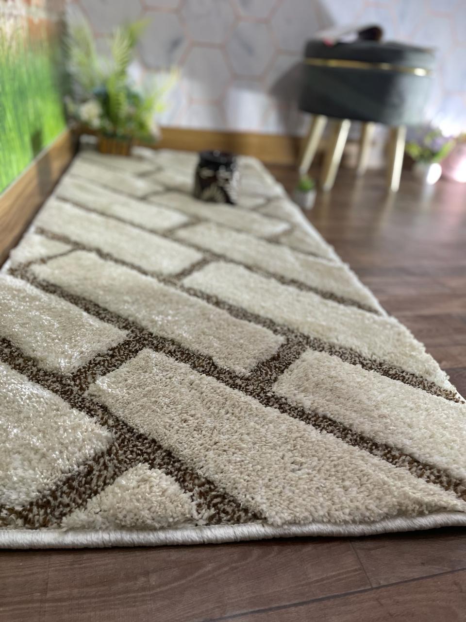 Soft Premium Micro Ivory & Mix, Multi Colour Waves Kitchen & Bedside Runner -  Soft Feel, Anti-Skid Rubber Backing